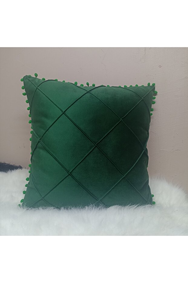 Emerald Green Decorative Patterned Throw Pillow Cover