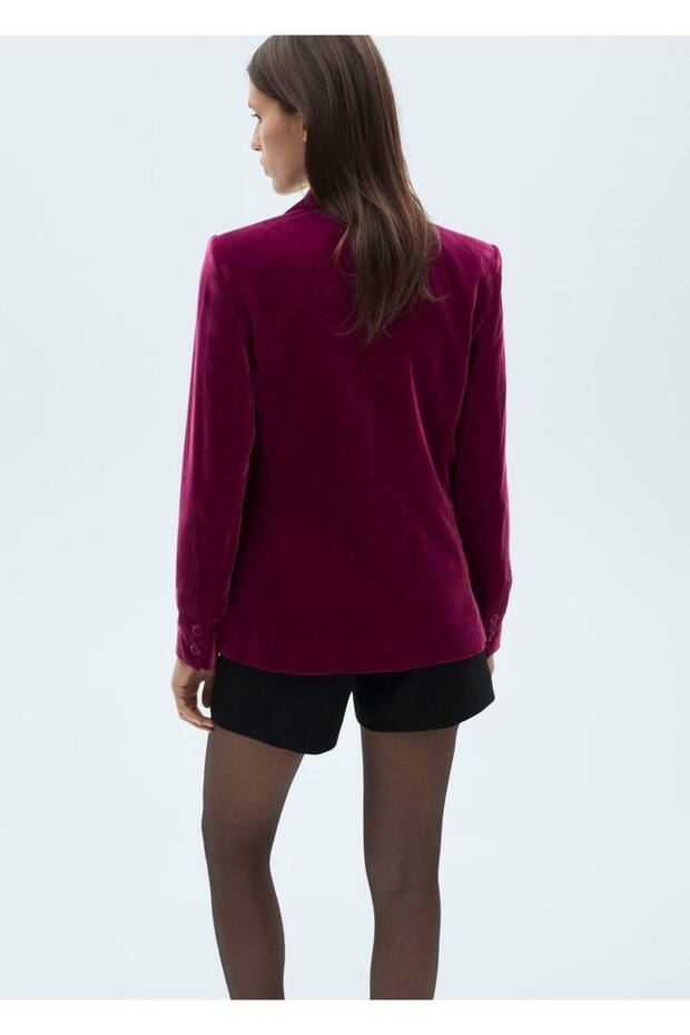 Kalıplı kadife blazer ceket - 4