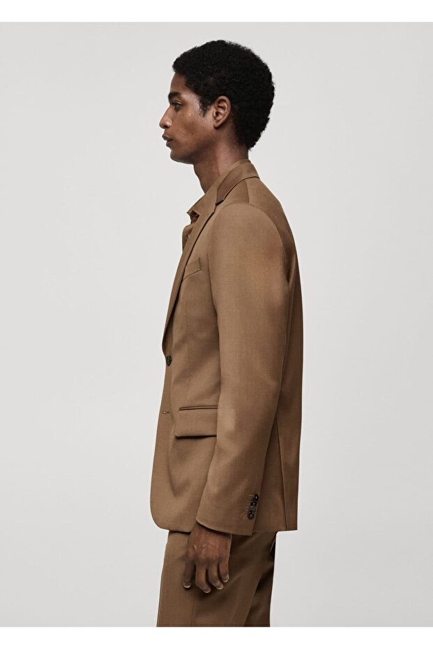 100% Unprocessed Wool Slim-Fit Blazer Jacket - 5