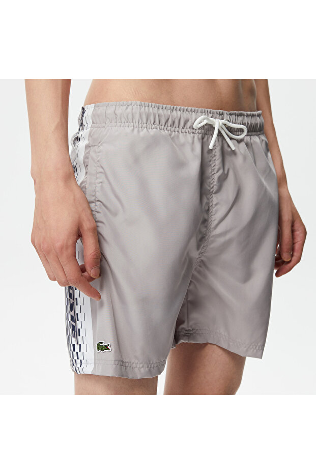 Erkek Regular Fit Baskılı Gri Mayo Şort - 4