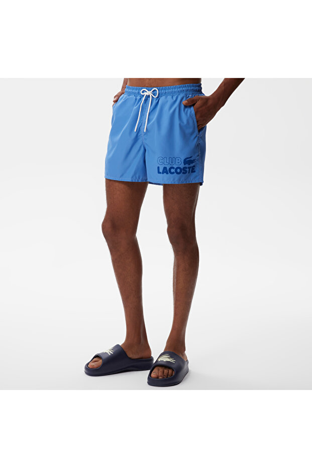 Erkek Baskılı Mavi Mayo Şort - 4