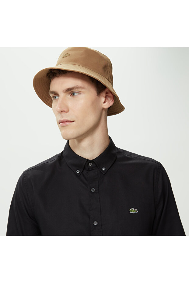 Erkek Slim Fit Düğmeli Yaka Siyah Gömlek - 4