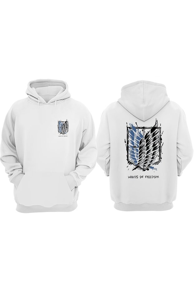 Unisex Atack on Titan Design Front Back Printed Regular Fit White Sweatshirt