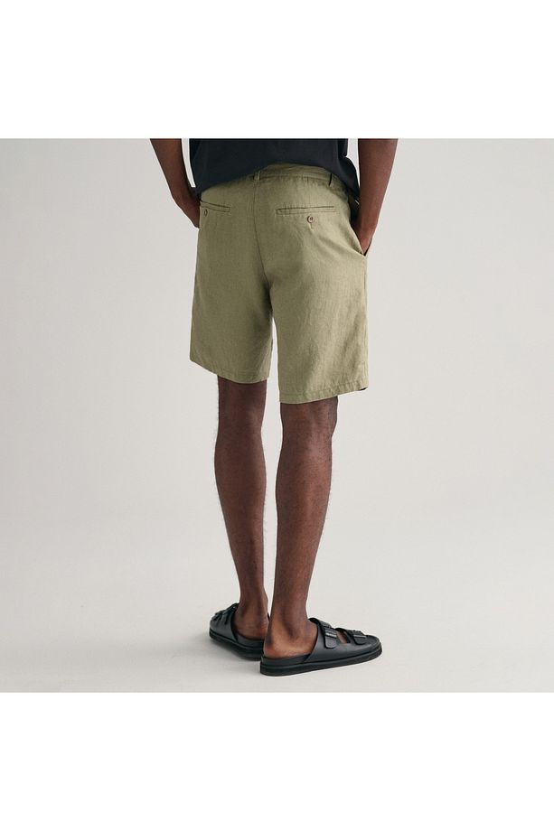 Erkek Yeşil Relaxed Fit Keten Şort - 3