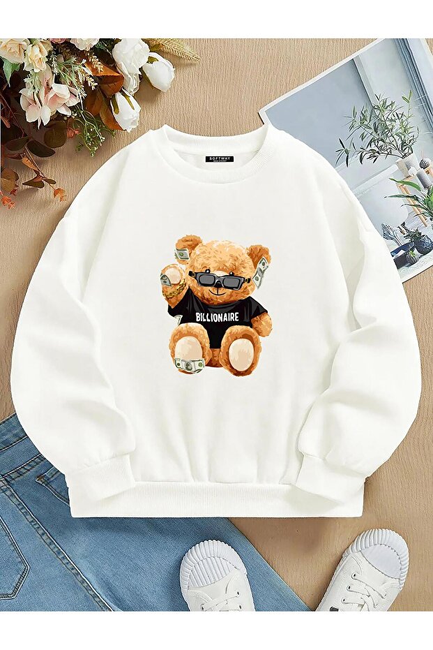Unisex Oversize Billionaire Printed Basic Sweatshirt – Ecru