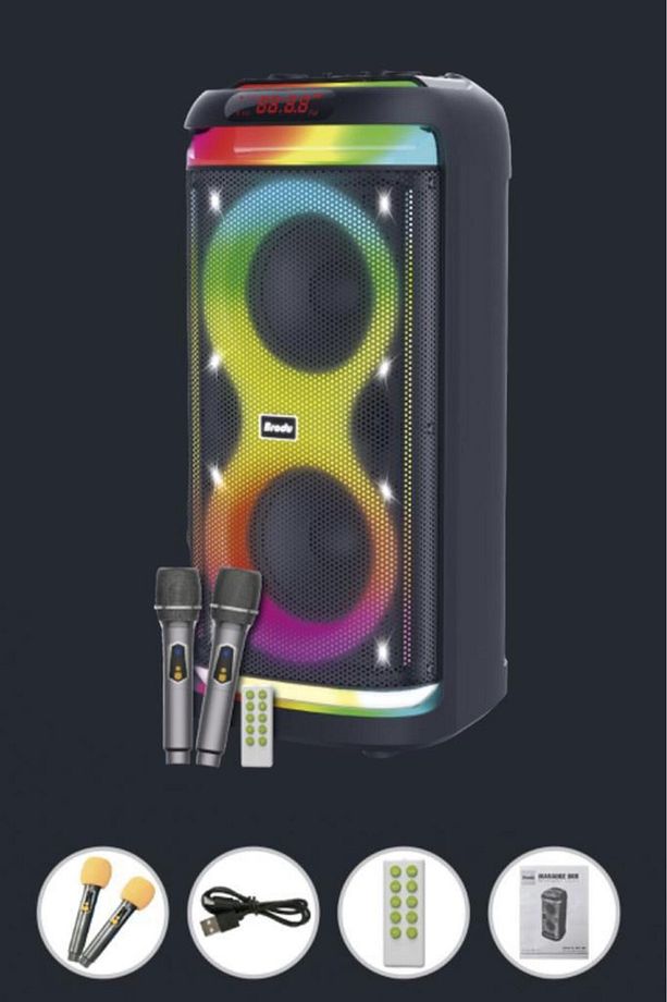 BTS-1993 Siyah RGB Ledli Mikrofonlu Kumandalı Bluetooth Hoparlör Parti Speaker - 8