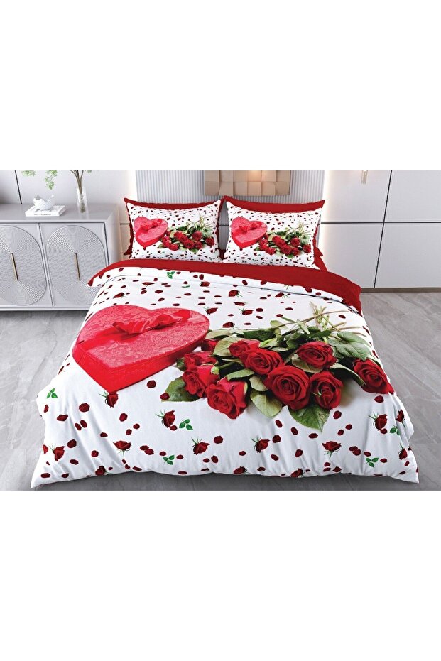 3D Double Duvet Cover Set 6 Pieces Valentine's Day
