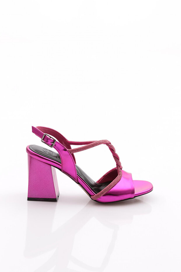 808-23Y Women's Strappy Silver Stone Heeled Sandals with Twisted Accessories