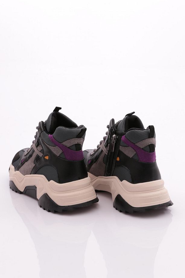 Kadın Kalın Taban Sneaker Ayakkabı Siyah Mor Multi 76913138 - 3