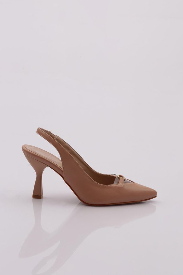 03 Women's Pointed Toe Transparent Detailed Heeled Shoes with Accessories