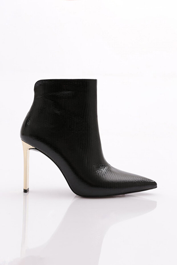 Black Patent Leather Women's Heeled Boots - 81882859