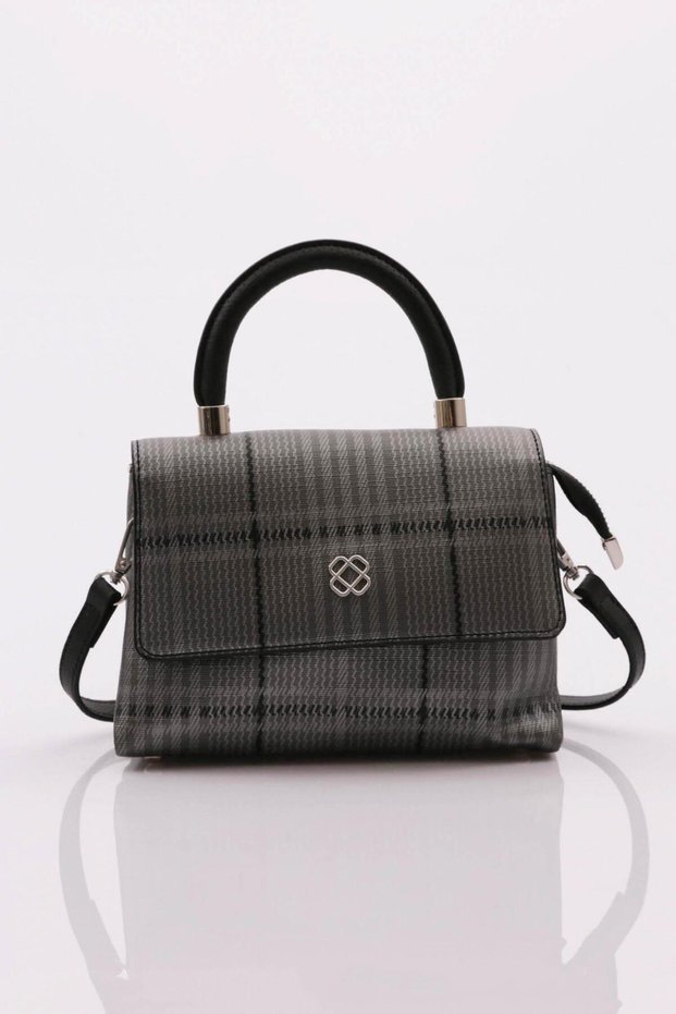 Black Plaid Women's Bag with Cover and Sleeve 41623431