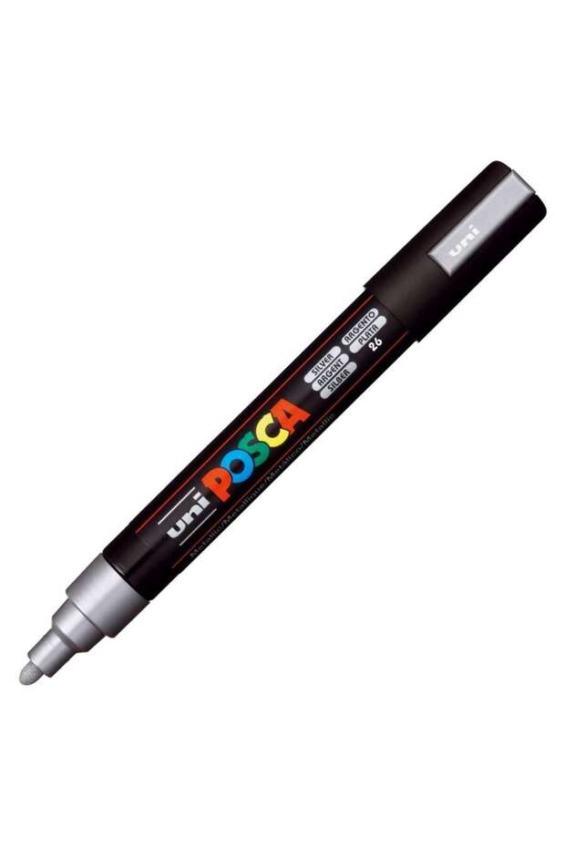 علامة ملصق ذات طرف مستدير من Uniball Posca مقاس 1.8-2.5 ملم باللون الفضي (26) / PC5M
