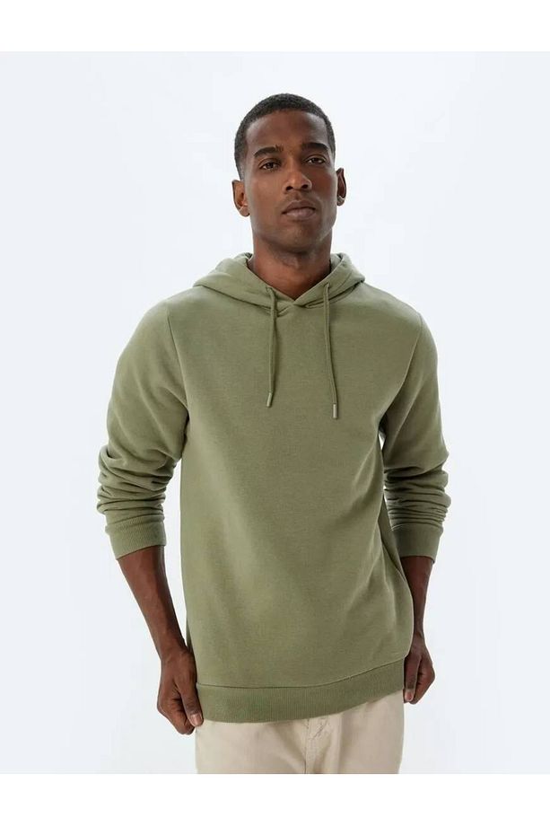 Kapşonlu Sweatshirt Basic Pamuk Karışımlı - 1