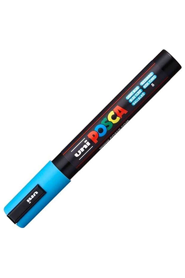 علامة ملصق ذات طرف مستدير من Uniball Posca مقاس 1.8-2.5 مم باللون الأزرق الفاتح (8) / PC5M