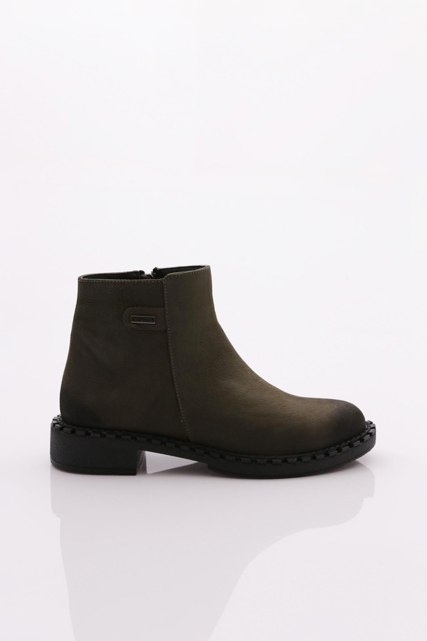 043 Women's Buckle Classic Boots Khaki Nubuck Genuine Leather