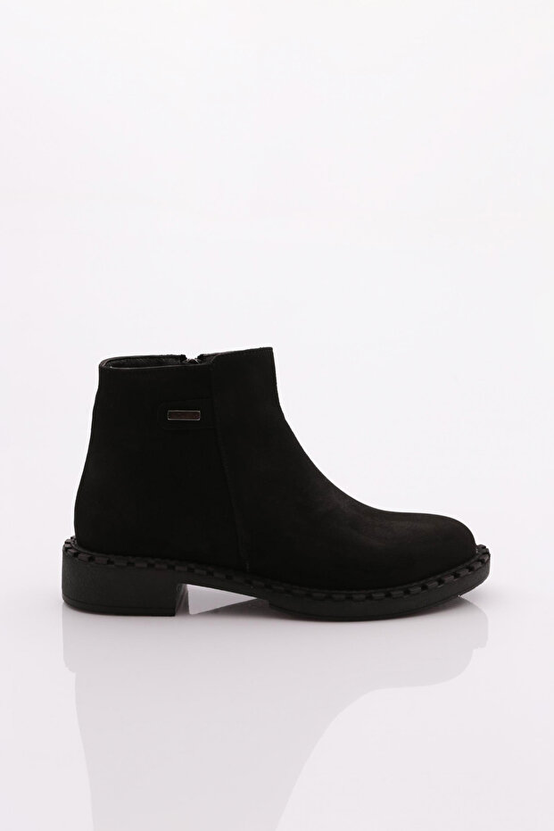 Women's Buckle Classic Boots Black Nubuck Genuine Leather 15435106