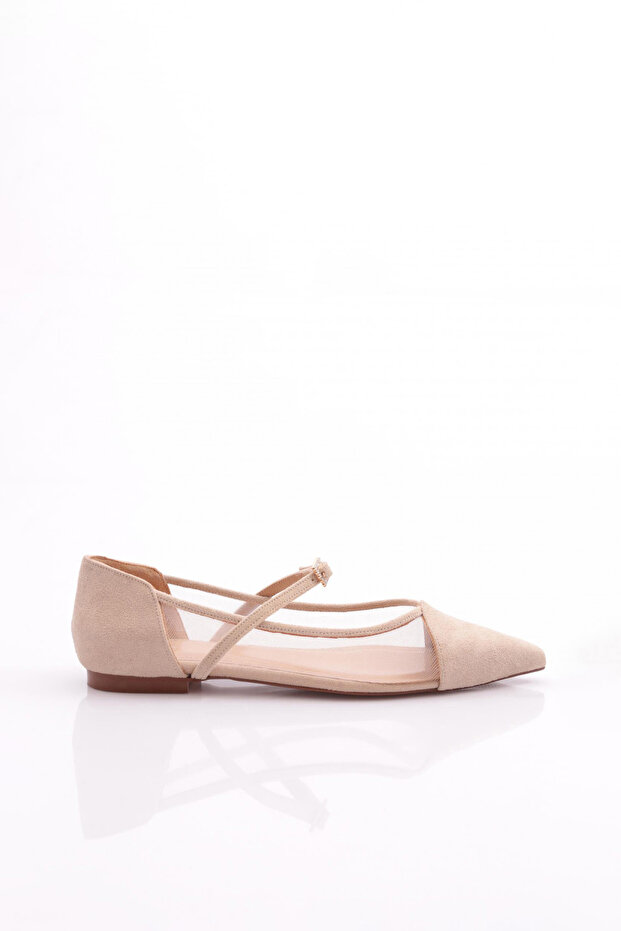 Women's Pointed Toe Ballerinas Beige Cowhide 2883557