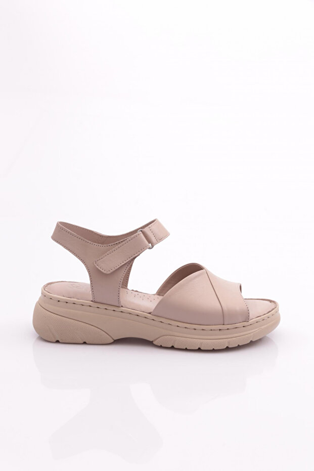 Silver Genuine Leather Women's Sandals - Ankle Strap, Model 4793243