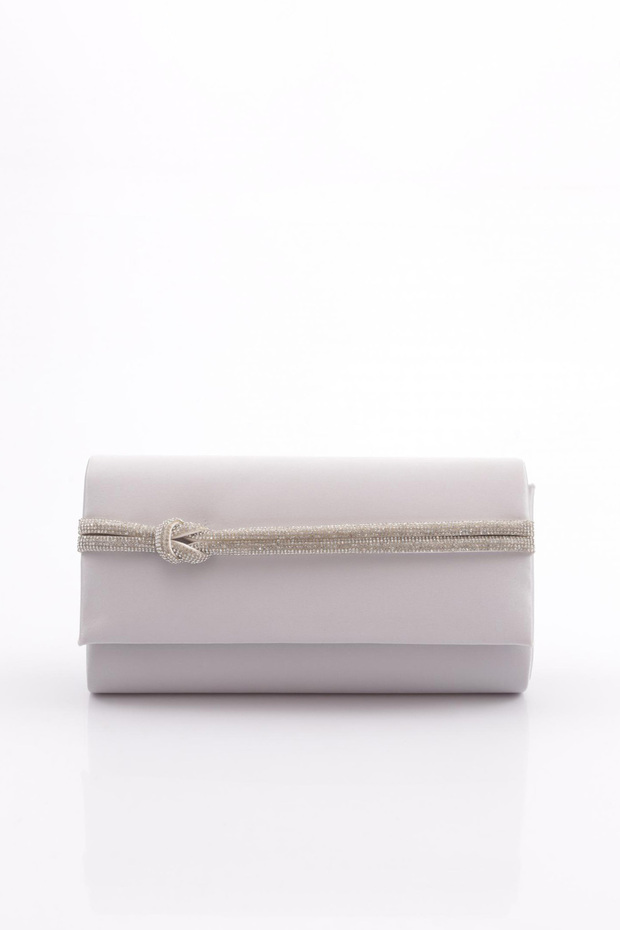 Silver Satin Women's Evening Dress Clutch Bag