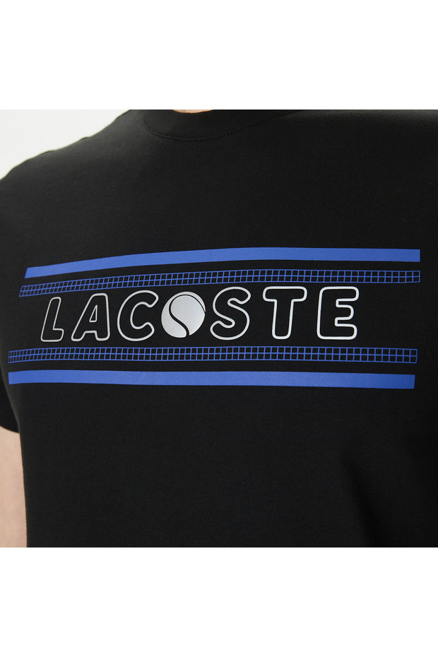 Erkek Regular Fit Bisiklet Yaka Baskılı Siyah T-Shirt - 6