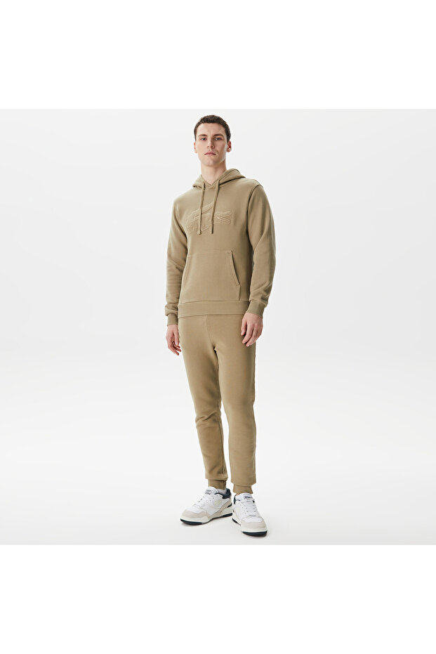 Erkek Relaxed Fit Kapüşonlu Baskılı Bej Sweatshirt - 4