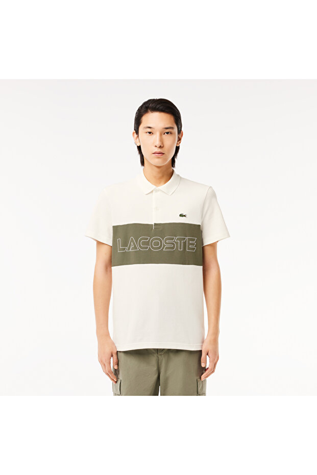 Unisex Regular Fit Renk Bloklu Bej Polo - 1