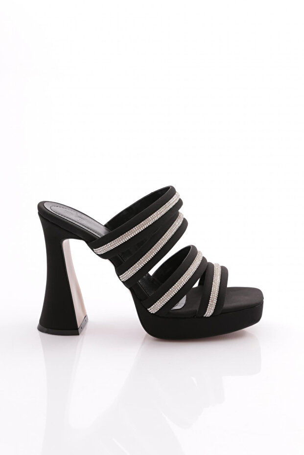 C5125 Women's Stone Stripe Evening Dress Heeled Slippers