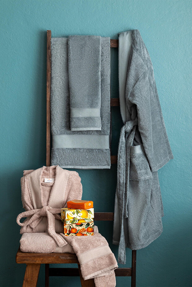 Petrol/Mink Bamboo Family Bathrobe Set