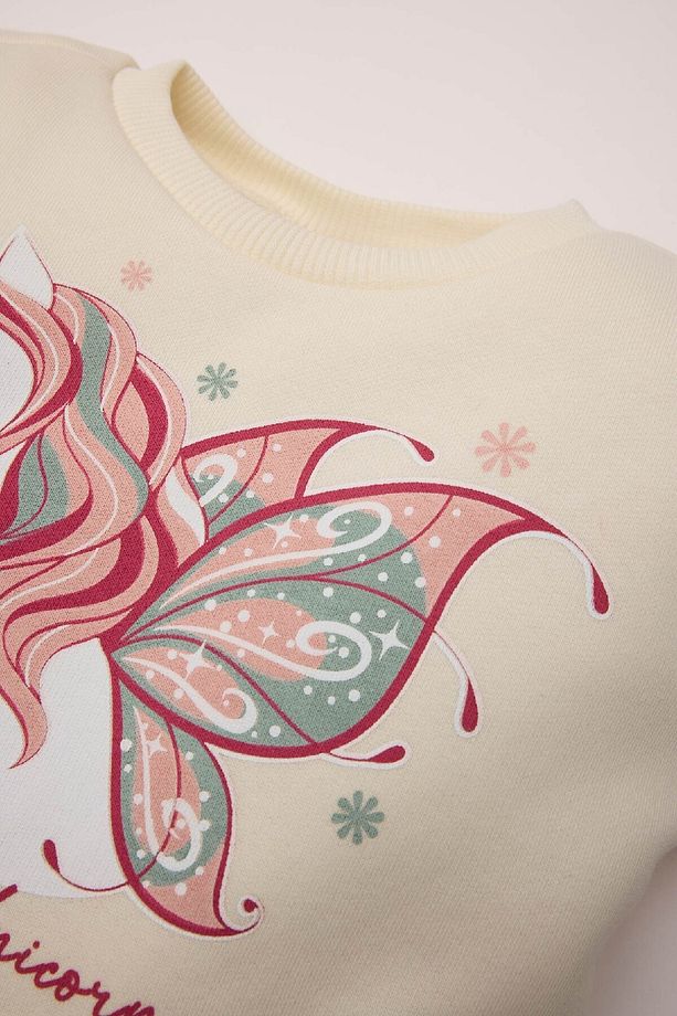 Kız Bebek Unicorn Baskılı Uzun Kollu Kalın Tütülü Sweat Elbise D5621a524wn - 2