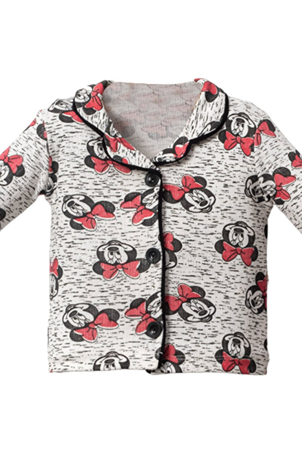 1069 6-18 Months Mini Printed Buttoned Pajamas Set - 3