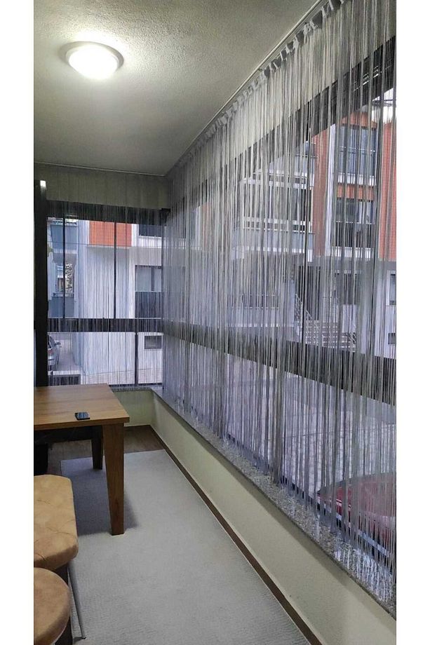 İP MODEL BEYAZ RENK İP PERDE 180 Cm En 280 cm Boy  2 mm şeritler halinde hazır ip perde - 3