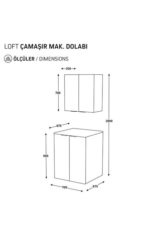 Fix Arya Ve Loft Uyumlu Çamaşır Makinesi Dolabı Renk Aybe Kahve - 2