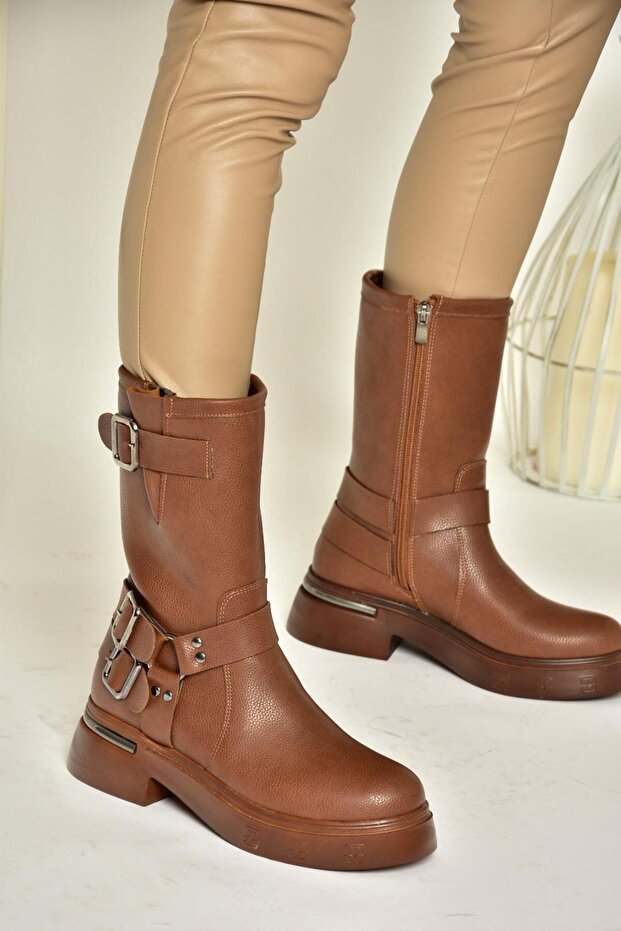 T996333009 Taba Kalın Tabanlı Kadın Bot - 4