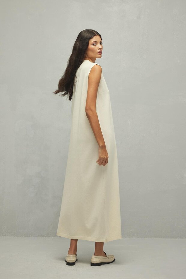 Merserize Maxi Elbise Ekru - 6