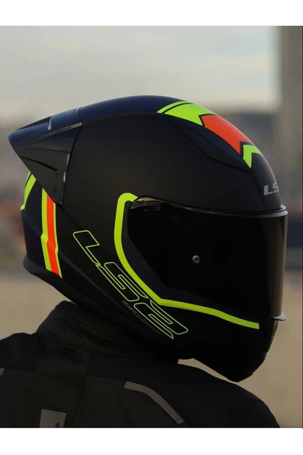 Rapıd 2 Race Extra Mat Neon Sarı-navy Mavi Kask Spoıler Siyah Cam - 5