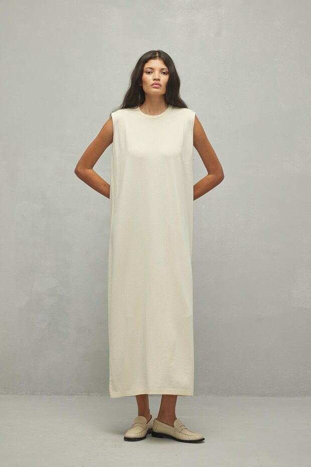 Merserize Maxi Elbise Ekru - 4