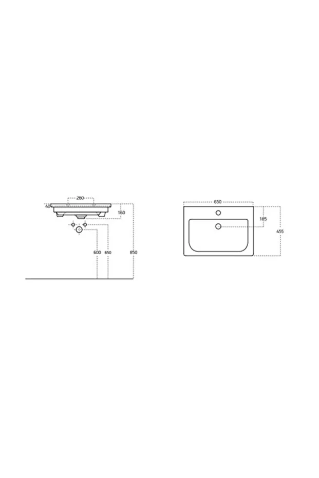 Sanovit Soft 65 cm Konsollu Oval Köşeli Lavabo Beyaz - 2