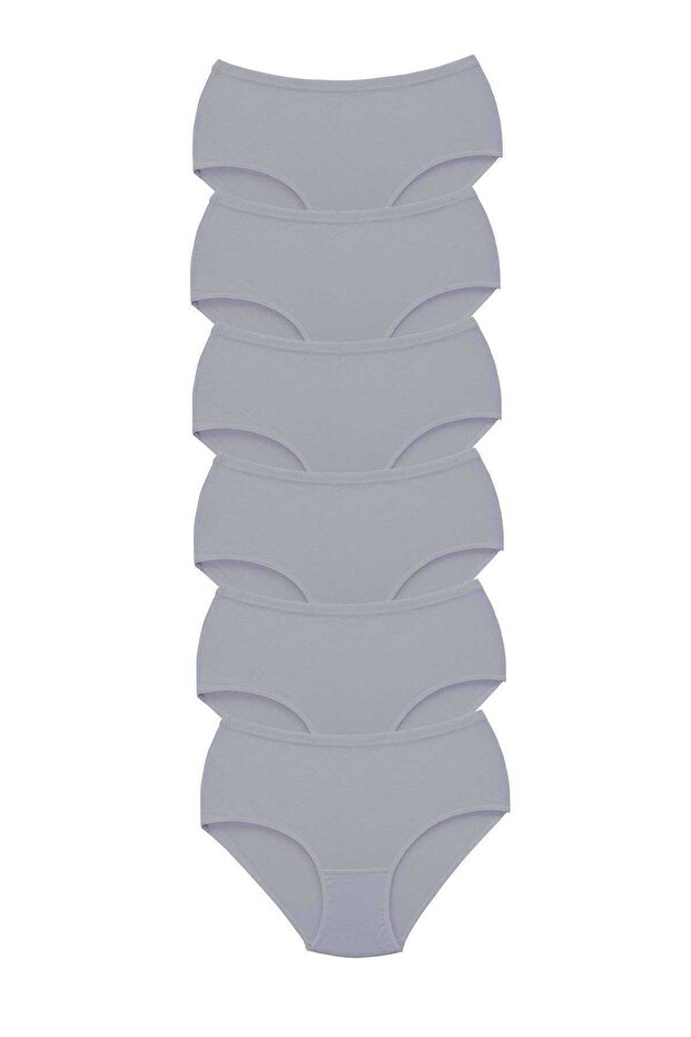 6 Pieces Women's High Waist Bato Thick Rubber Panties Gray