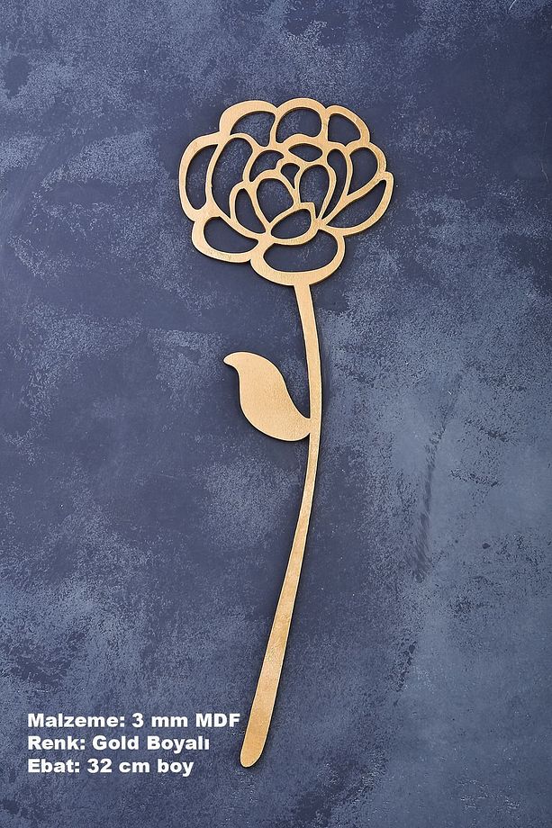 Kış Bahçesi Mdf Çiçek Demeti / Yapay Çiçek - Gold Boyalı - 8