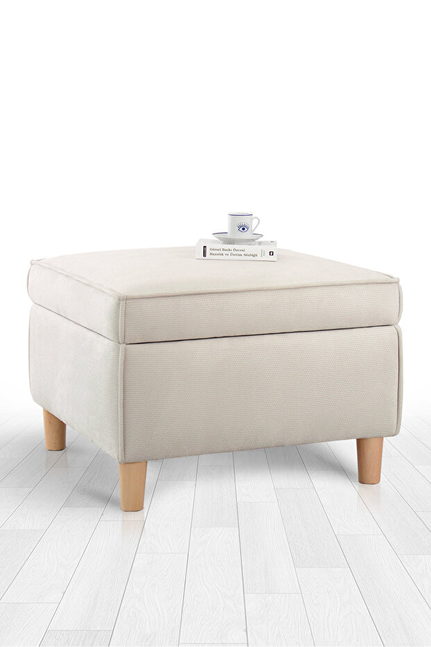 Roscen Sandıklı Puf - Krem - 1