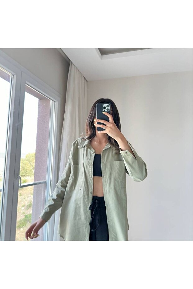 Off Shoulder Oversize Linen Shirt