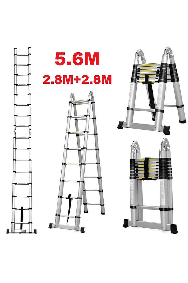 Çift Çıkışlı Teleskopik Merdiven, 5.60 metre, 9+9 basamak - 1