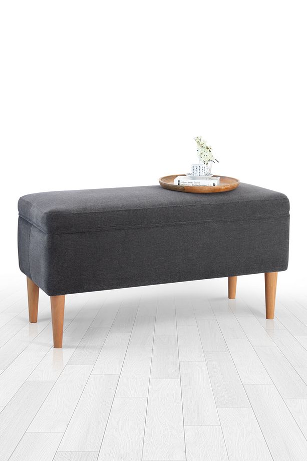 Glend Sandıklı Bench Puf - Gri - 1