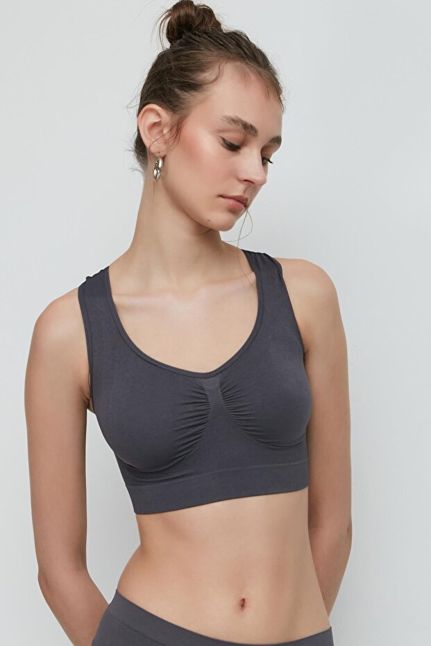 C14001 Seamless Sports Bustier Anthracite