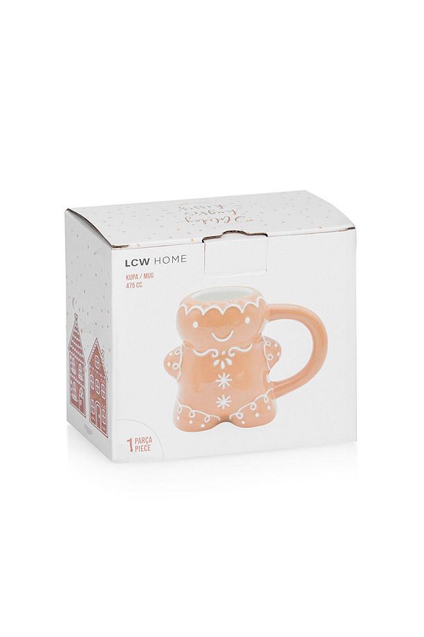 LCW HOME Açık Kahverengi Kurabiye Adam Figürlü Kupa 475 Ml - 4