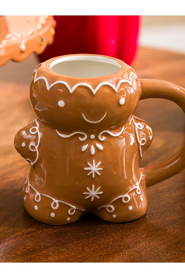 LCW HOME Açık Kahverengi Kurabiye Adam Figürlü Kupa 475 Ml - 3