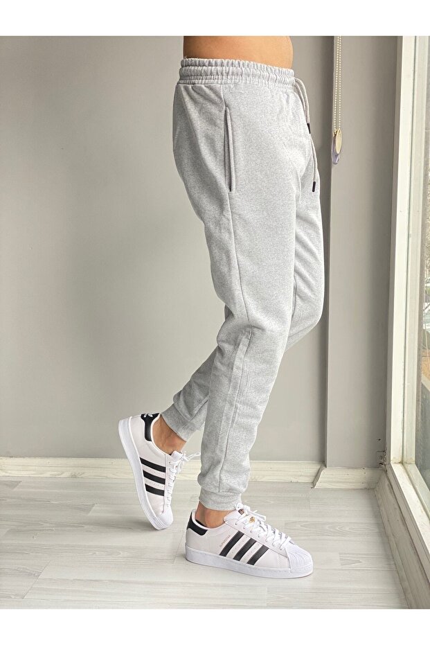 Men's Sweatpants Slimfit Mold Winter Raised Fabric Gray Color