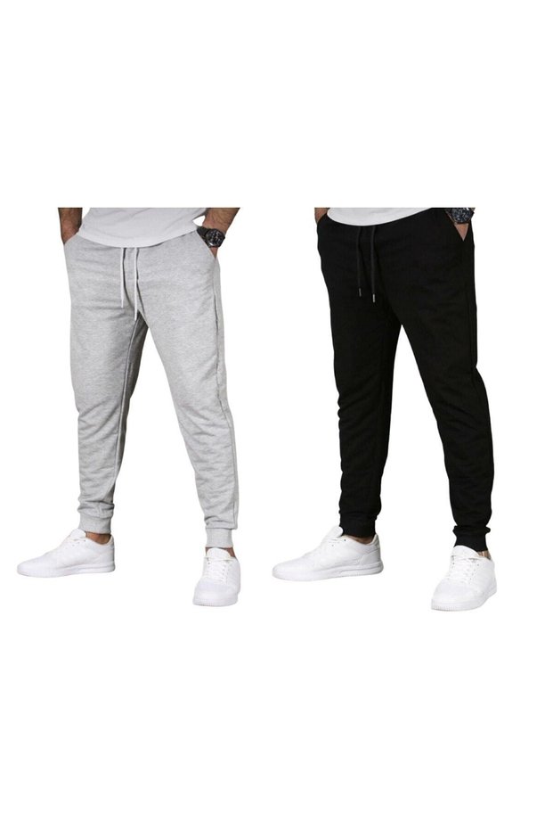 Men's Winter Black Jogger Sweatpants Skinny Leg Slim Fit
