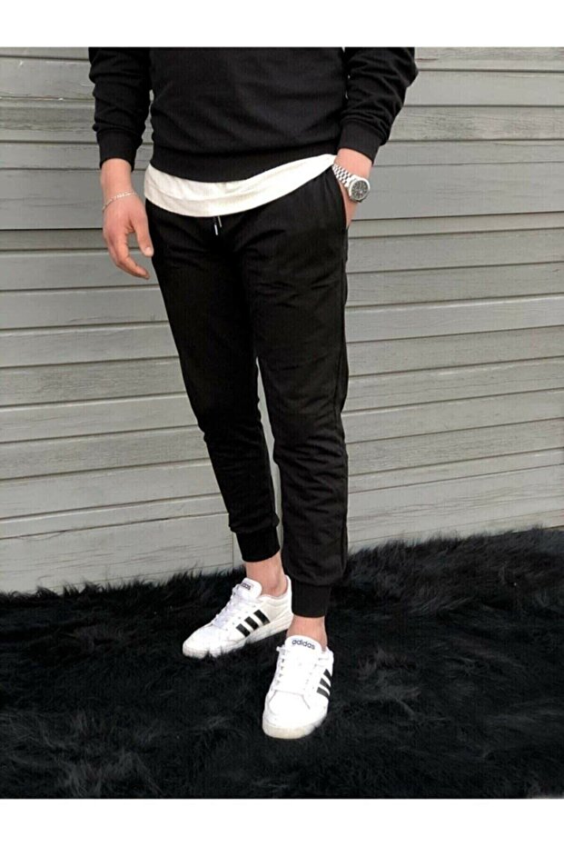 Men's Black Sweatpants School Sports Slim Fit Jogger